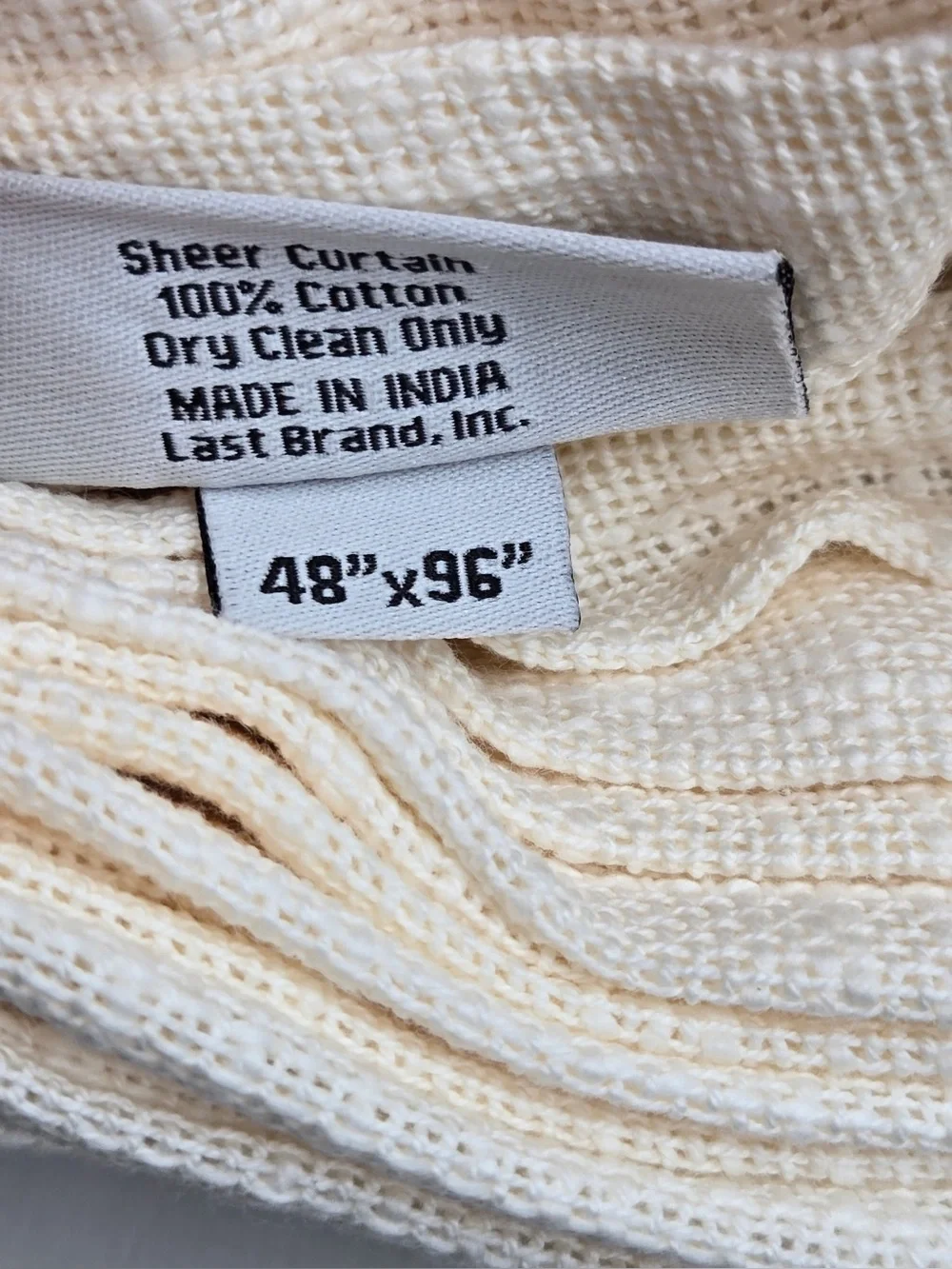 NWT QUINCE Set Of 2 48x96 Cotton Sheer Curtains Ivory 0766